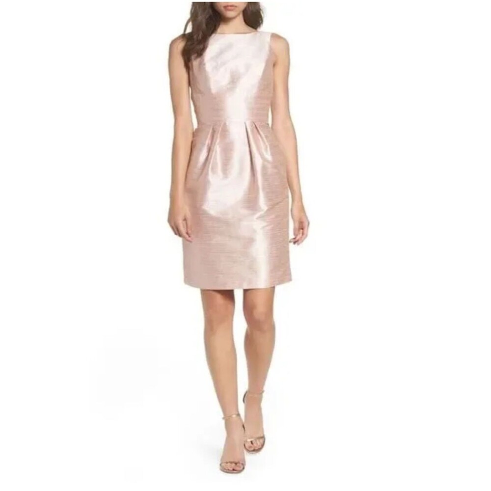 Alfred Sung Cocktail Sheath Dress Women’s Size 6 Pearl Pink Boat Neck Sleeveless